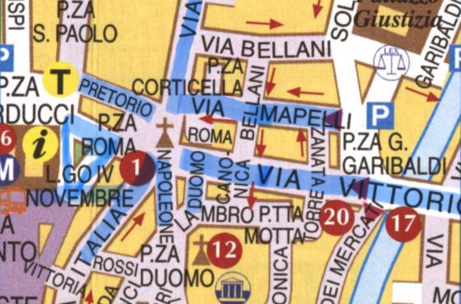 Confluenze Piazza Roma (elenco strade)
